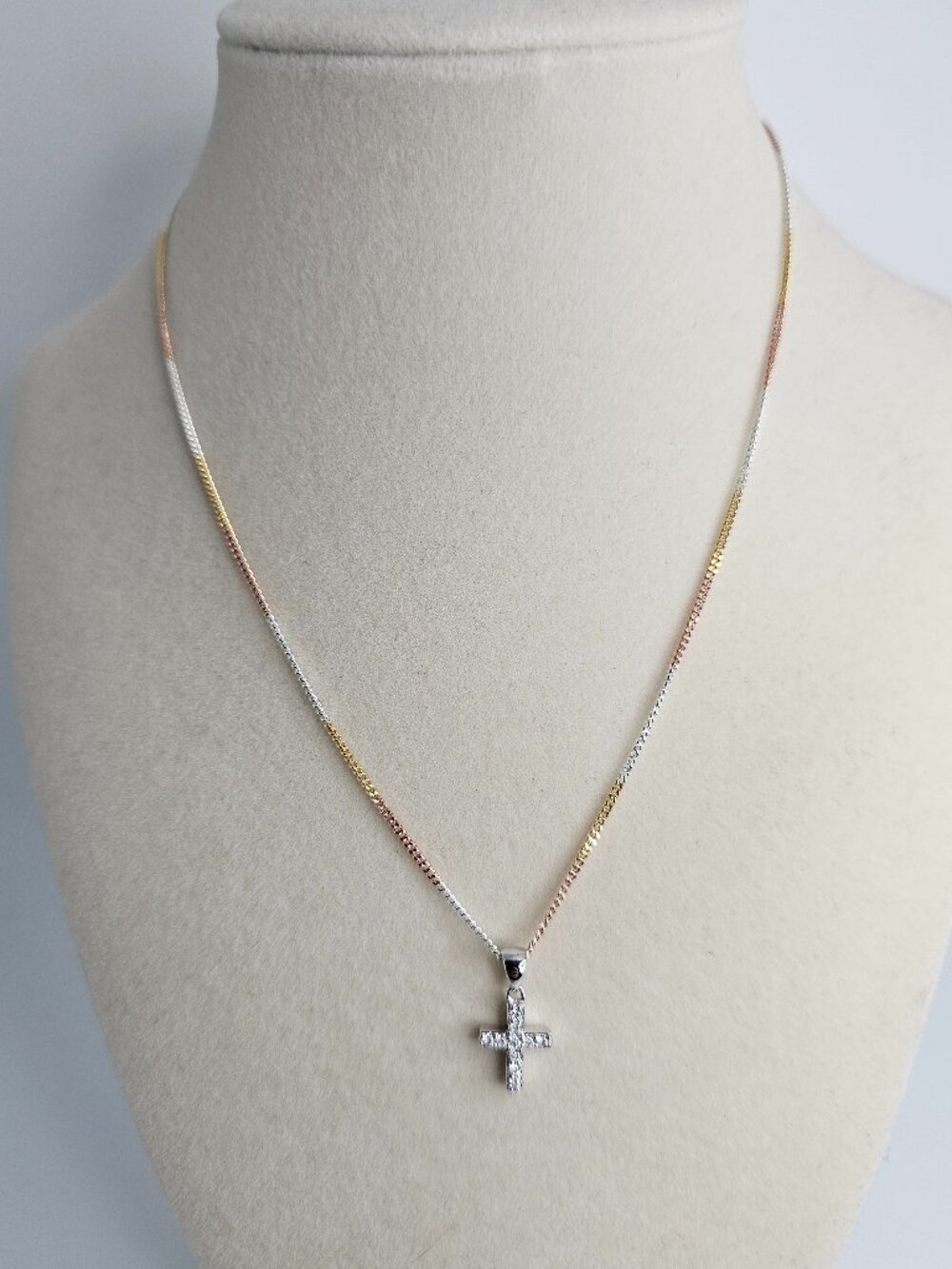16 Inch Tri Gold over S925 w/Moissanite Pendant